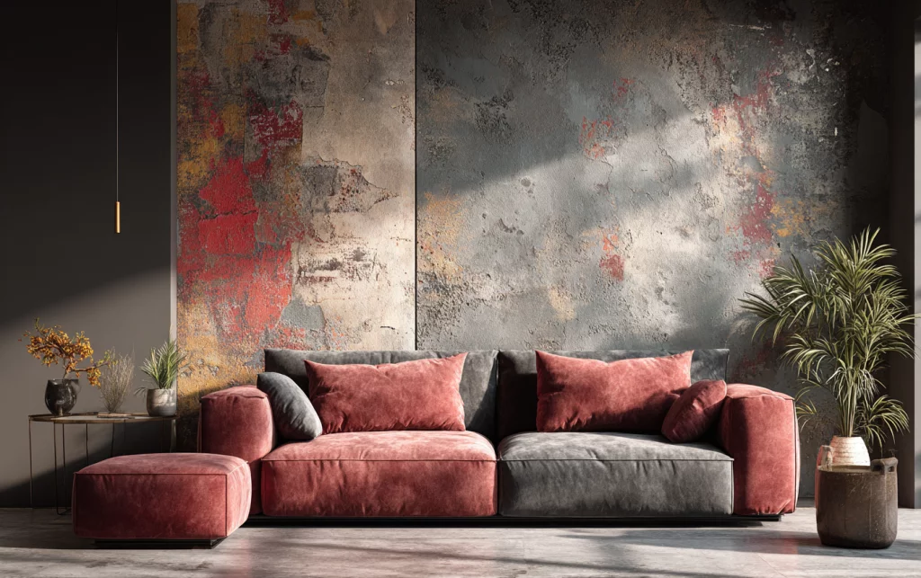 Как правильно чередовать цветные фактуры и декоративные краски на стенах