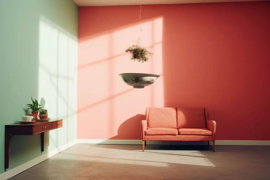 Зелёная и красная краска в интерьере